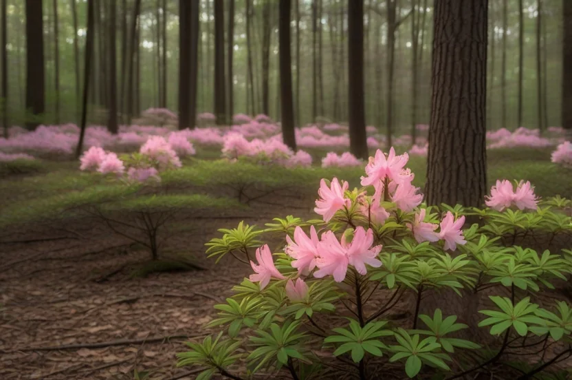 Wild azalea blooming in the Piney Woods understory
