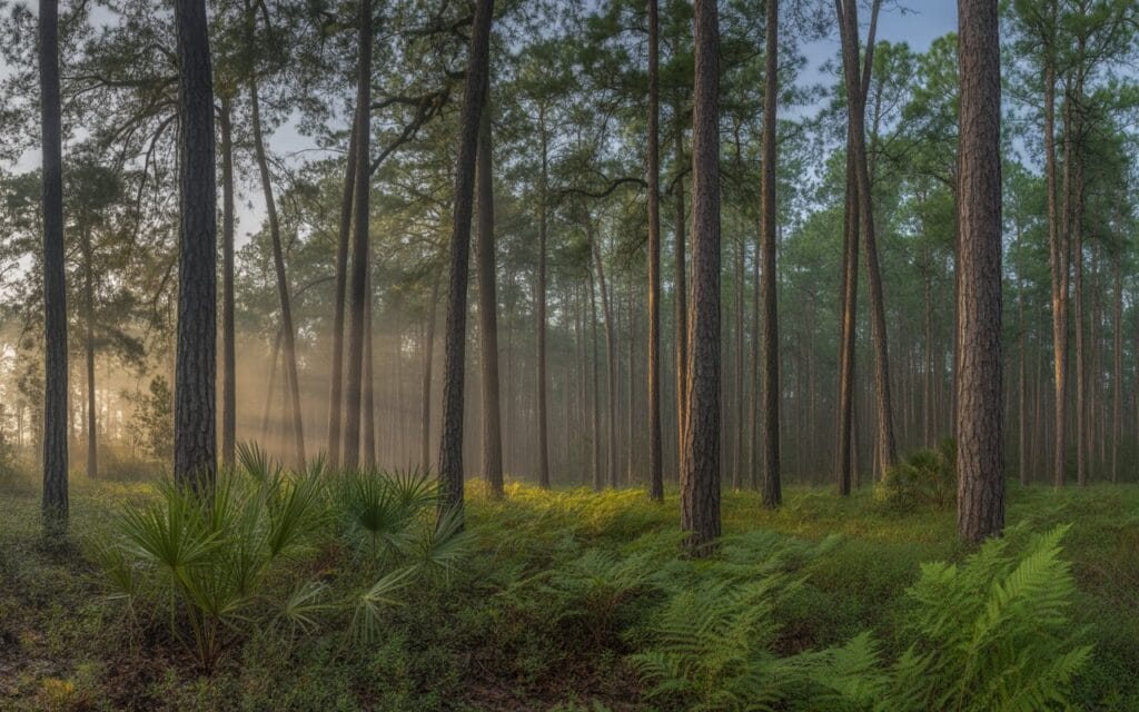 Longleaf pine forest in the Piney Woods ecoregion of East Texas