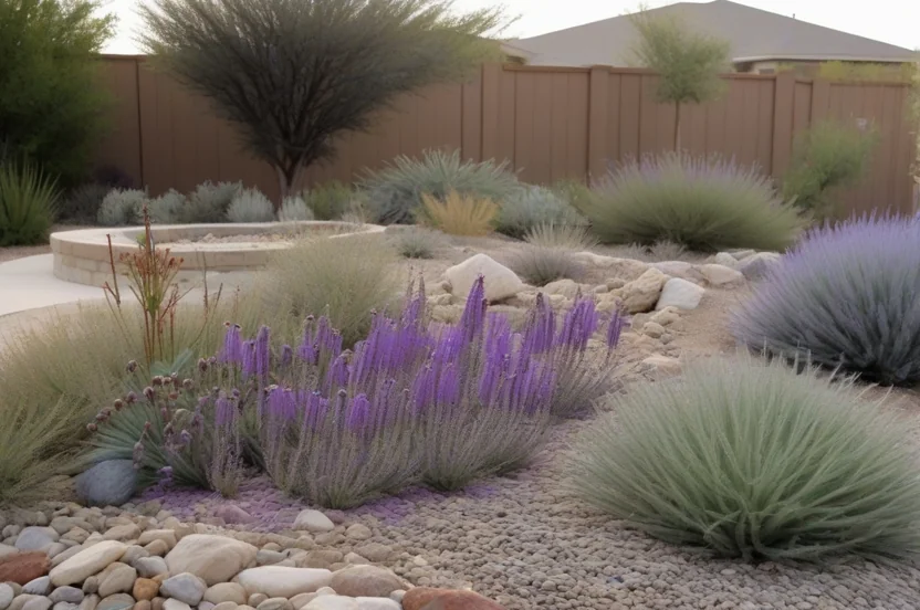 Drought-tolerant native Texas garden with horsemint and blackfoot daisy