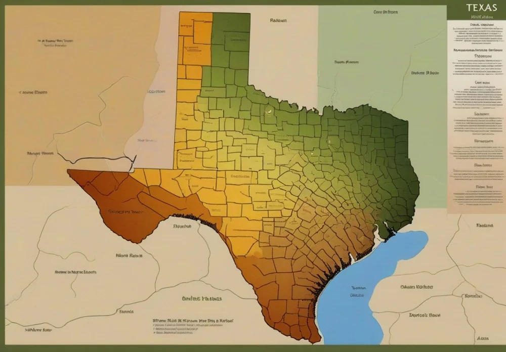 Map of Texas showing all 10 ecoregions with distinct color coding
