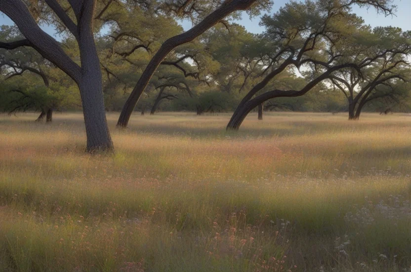 Post Oak Savannah with scattered oaks and native grass understory