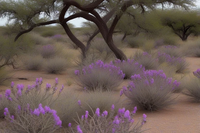 South Texas Plains native brush with cenizo, mesquite, and prickly pear