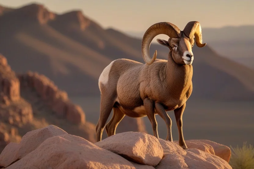 Desert bighorn sheep on rocky cliff in the Trans-Pecos region