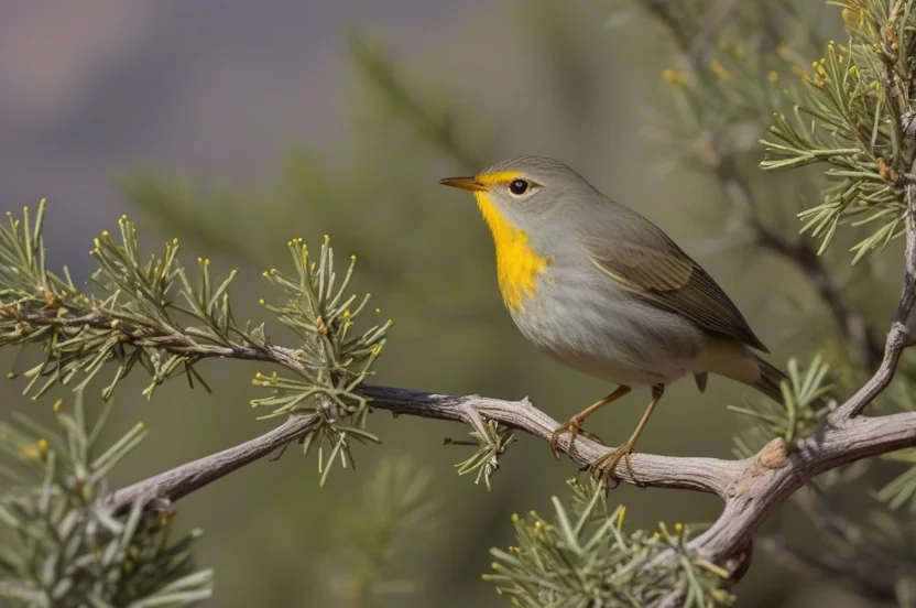 Colima warbler, found only in the Chisos Mountains in the US